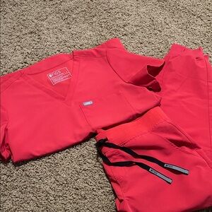 Figs Red Reflective Jogger Scrub Set